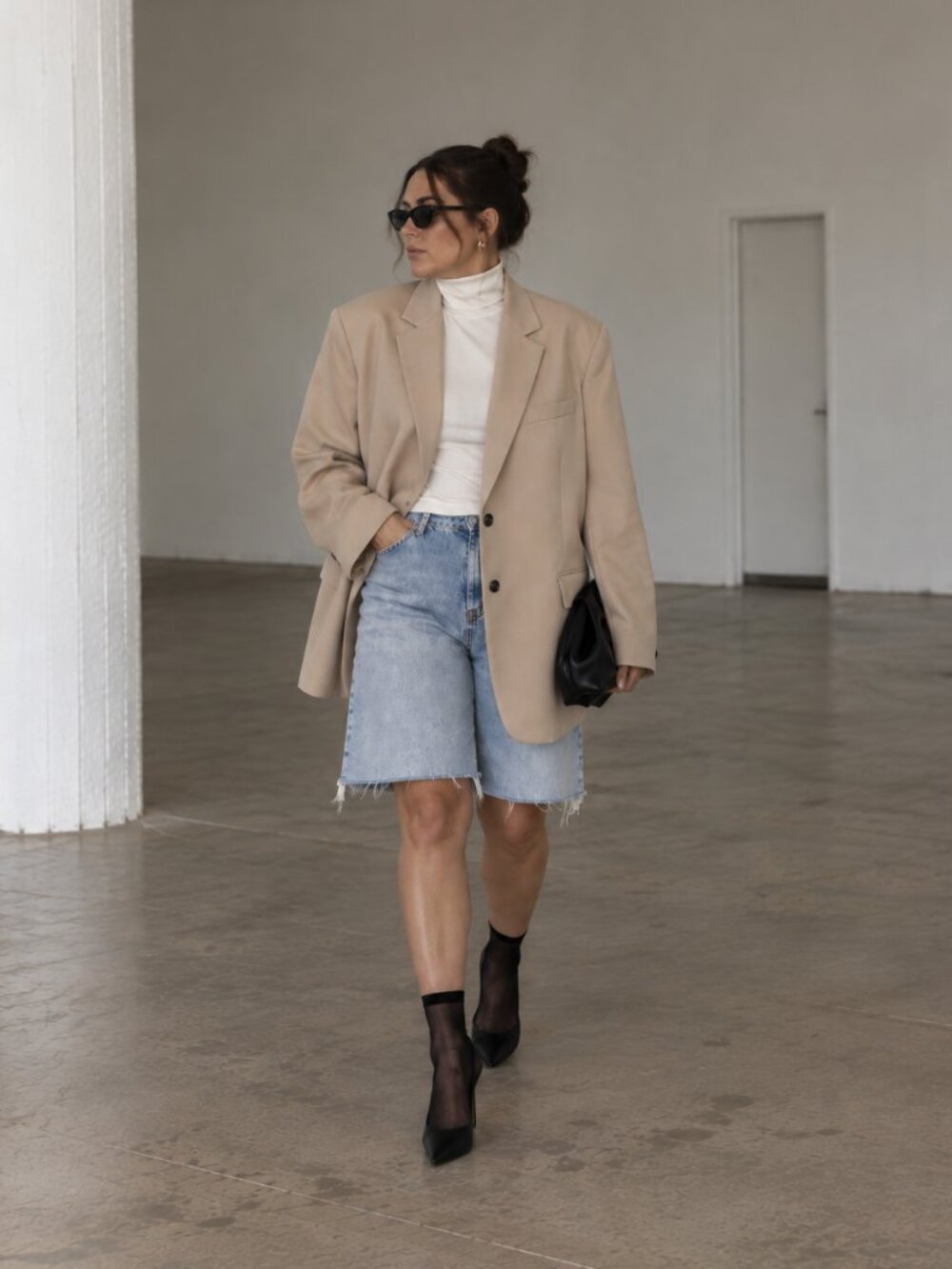 ANINE BING Oversized Wool Blazer | Beige/Taupe | Size L